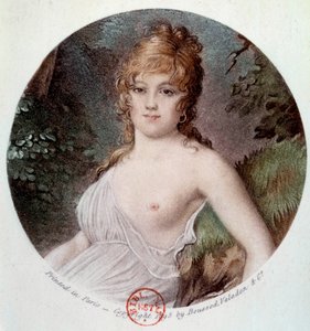 Portrét Madame Tallian, rozené Cabarrusové, princezny z Caraman - Chimay (1773-1835) s názvem Notre Dame de Thermidor Litografie podle Jean-Baptiste Isabey (1767-1855) 1895 Paříž, Musee Carnavalet