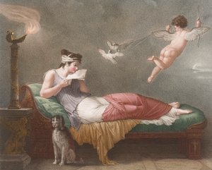 Cupid doručuje milostný dopis. 19. století (tisk) od Jean Baptiste (after) Mallet