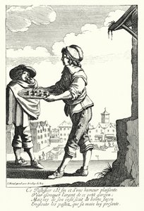 The Pie Seller (rytina) od Jean Baptiste Alexandre (after) Le Blond