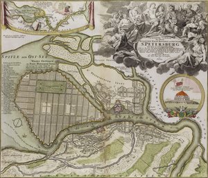Mapa hlavního plánu Petrohradu Petrohradu od Jean Baptiste Alexandre Le Blond