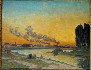 Západ slunce v Ivry Obraz Jean Baptiste Armand Guillaumin (1841-1927) Slunce 19. století. 0,65x0,81 m Paříž, muse d