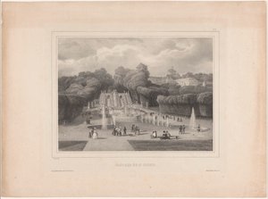 Fontána v Château de Saint-Cloud Cascade de St. Cloud (název na objektu) Skvělé výhledy na Paříž (název série) od Jean Baptiste Arnout