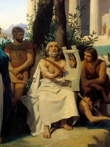 Homere, řecký básník 9. století před naším letopočtem. Detail obrazu Jean-Baptiste Auguste Leloir (1809-1892) Musee du Louvre.