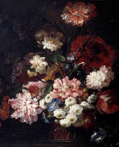 Košík květin na stole Obraz Jeana Blina (nebo Blaina či Belina) od Fontenay (1653-1715) 17. století Sun. 0,46x0,55 m