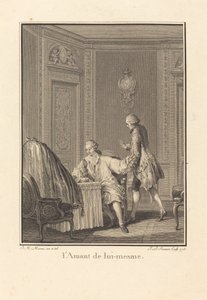 Milovník sám sebe od Jean Baptiste Blaise Simonet after Jean Michel Moreau