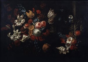 ""Zátiší kytice"" (Květiny) Obraz Jan Baptiste Bosschaert (1667-1746) Soukromé sbírky Puškinova muzea z 18. století v Moskvě od Jean Baptiste Bosschaert