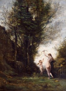 Nymph Playing with Cupid, 1857 od Jean Baptiste Camille Corot
