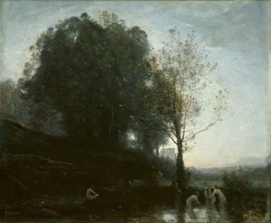 Koupací nymfy a dítě, 185560. od Jean Baptiste Camille Corot
