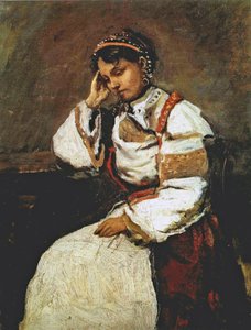 Corot - Snící cikánka, 1865-70 od Jean-Baptiste-Camille Corot