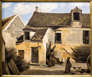 Nádvoří domu nedaleko Paříže od Jean Baptiste Camille Corot