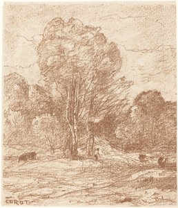 Drowsing Cattle Kolej krav, 1871. od Jean Baptiste Camille Corot