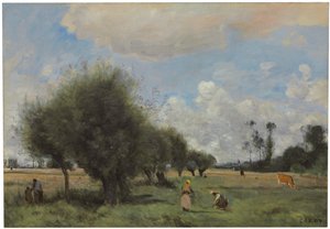 Pole poblíž Étampes, kolem 1855-60 od Jean Baptiste Camille Corot