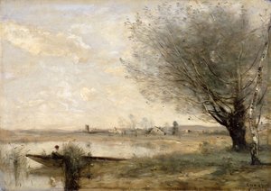 Fischer am Ufer vertäut von Jean-Baptiste-Camille Corot
