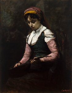 Dívka s mandolínou od Jean Baptiste Camille Corot