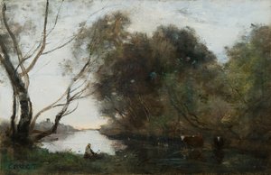 Jezero: Zapadající slunce, c1820-1860. od Jean Baptiste Camille Corot
