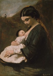 Matka a dítě, pravděpodobně 1860. od Jean Baptiste Camille Corot