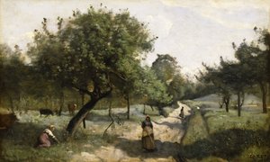 Cesta s jabloněmi, 1850-60 od Jean Baptiste Camille Corot