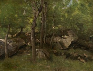 Skály v lese Fontainebleau od Jean Baptiste Camille Corot