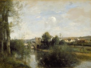 Seina a Starý most v Limay od Jean Baptiste Camille Corot