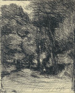 Vzpomínka na Bas-Bréau od Jean Baptiste Camille Corot