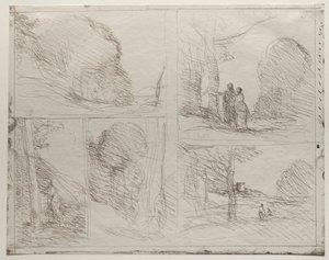The Garden of Pericles, The Painters Lane, Scrawl, The Large Woodcutter, vytištěno v roce 1921. od Jean Baptiste Camille Corot