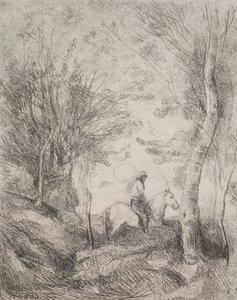 Velký kavalír v lese od Jean-Baptiste-Camille Corot