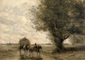 Senný vozík, c. 1860 od Jean Baptiste Camille Corot