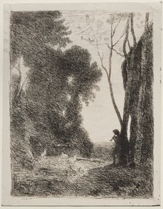 Malý ovčák od Jean-Baptiste-Camille Corot