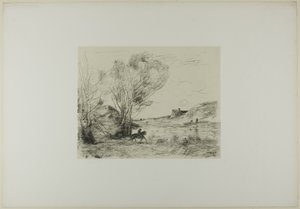 Jezdec v rákosí od Jean Baptiste Camille Corot