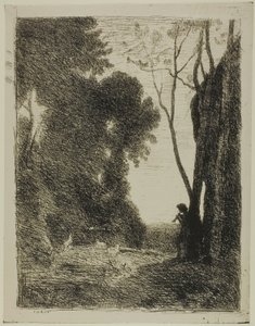 Mladý ovčák, druhá deska od Jean-Baptiste-Camille Corot