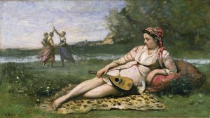 Mladé ženy ze Sparty (neboli Gypsy Ležící) c.1868-70 od Jean Baptiste Camille Corot