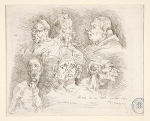 Náčrtky groteskních hlav od Jean-Baptiste Carpeaux