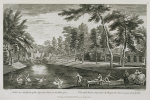Pohled do jeskyně Serpentine River v Alder Grove ve Stowe, 1753, vyryl George Bickham