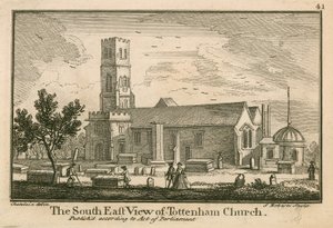 Jihovýchodní pohled na Tottenham Church, Londýn