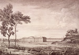 Pohled na londýnskou nemocnici na Whitechapel Road, 1753