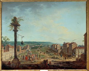 Greveovo místo v Nancy. Obraz Jean Baptiste Claudot (1733-1805) od Jean Baptiste Claudot