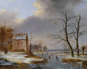 Bruslení na zamrzlé řece od Jean Baptiste Coene