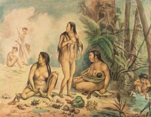 Indigenous Population of Cantagalo, c.1826 (akvarel na papíře) (viz také 177054) od Jean Baptiste Debret