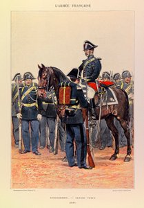 Typy a uniformy francouzské armády kapitána Julese Richarda, ilustrované Edouardem Detaillem (1848-1912): Gendarmerie en grande attire en 1887, Collection Partiale od Jean Baptiste Edouard Detaille