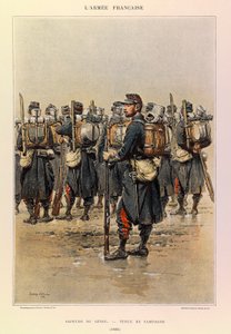 Typy a uniformy francouzské armády kapitána Julese Richarda, ilustrované Edouardem Detaillem (1848-1912): Sapper of the Genie in Country Dress in 1886, Private Collection od Jean Baptiste Edouard Detaille