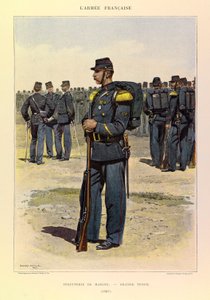 Typy a uniformy francouzské armády kapitána Julese Richarda, ilustrované Edouardem Detaillem (1848-1912): Infantry of Marine in Great Dress in 1887, Private Collection od Jean Baptiste Edouard Detaille