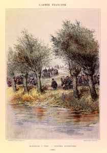 Typy a uniformy francouzské armády kapitána Julese Richarda, ilustrované Edouardem Detaillem (1848-1912): Lovci pěšky; velké manévry v roce 1885, Soukromá sbírka od Jean Baptiste Edouard Detaille