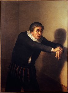 Grandmesnil v roli Harpagona Komik Grandmesnil (pseudonym Jean-Baptiste Fauchard) (1737-1816) hraje postavu Harpagona v Molierově hře „L