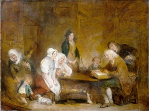 Rodinné uctívání, kolem roku 1800 (olej na plátně) od Jean Baptiste Greuze