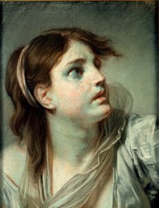Hlava mladé dívky (pastel na papíře) od Jean Baptiste Greuze