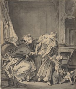 Rozzlobená matka (černá a šedá barva na grafitovém papíře) od Jean Baptiste Greuze