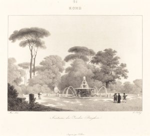 Fontána v zahradě Borghese od Jean Baptiste Isabey