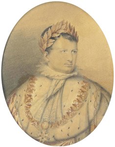 Portrét Napoleona. Tužka a akvarel, 14 x 10,5 cm (ovál) od Jean Baptiste Isabey