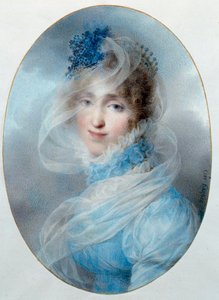 Portrét královny Hortense de Beauharnais (1783-1837) Je dcerou Impressa Josephine de Beauharnais a matkou budoucího Napoleona III. Akvarel Jean Baptiste Isabey (1767-1855) 1813 Sun. 0,13x0,95 m Malmaison, musee du chateau