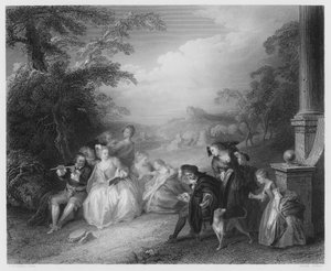 Hráč na flétnu od Jean-Baptiste Joseph after Pater
